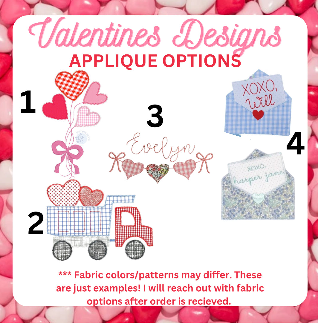 Valentines Appliqué Design Options