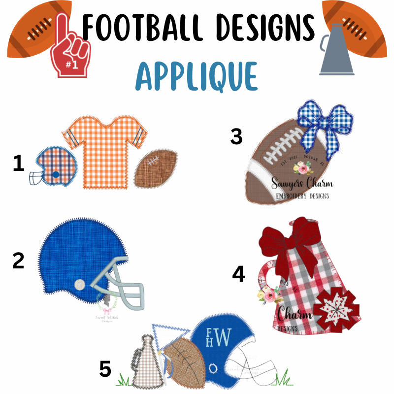 Football Appliqué Design Options