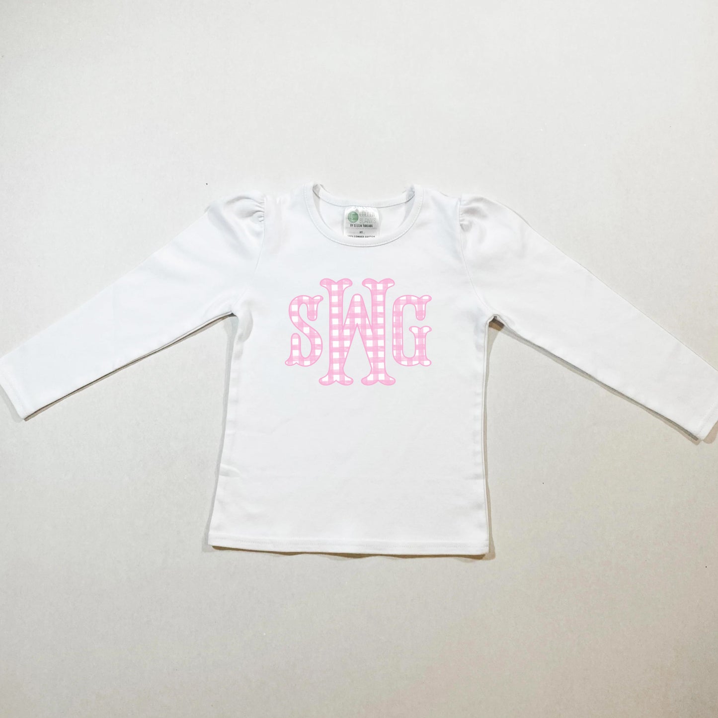 Girls Printed Monogram Gingham