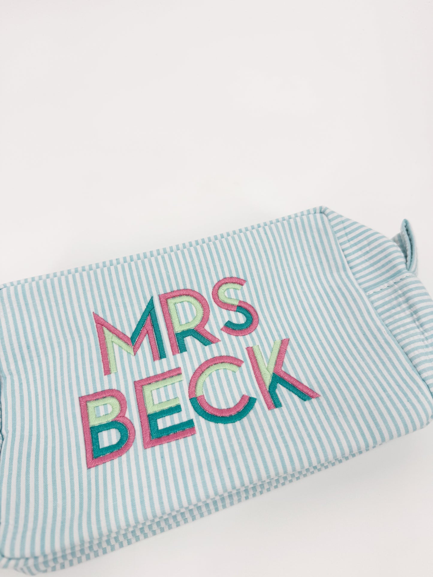 Seersucker "Everything" Bag with Multicolor Name