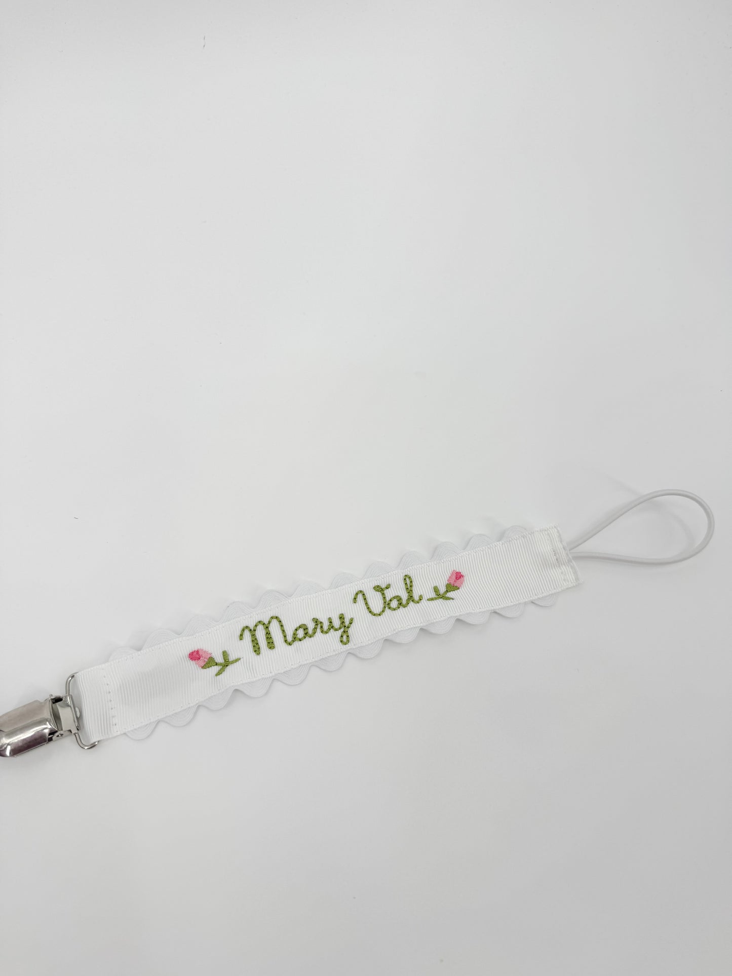 Embroidered Paci Clip - Mini Flower Buds