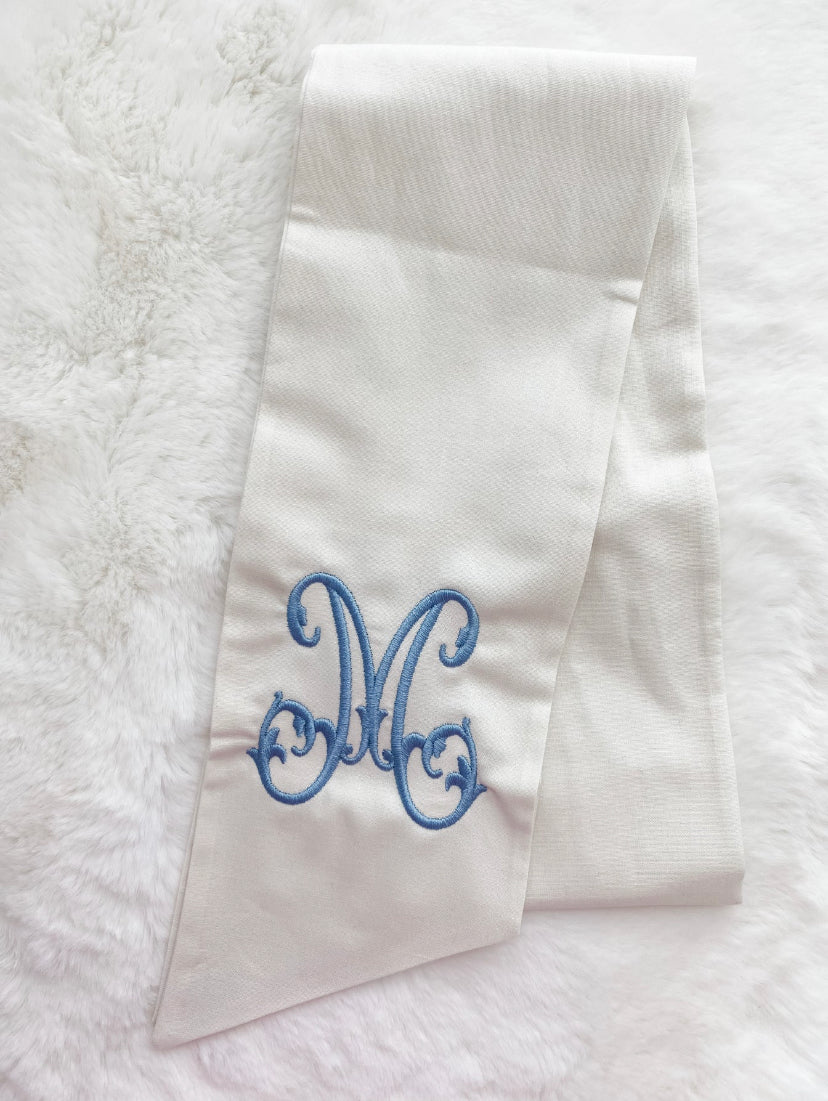 Wreath Sash - Single Side Initial Embroidered