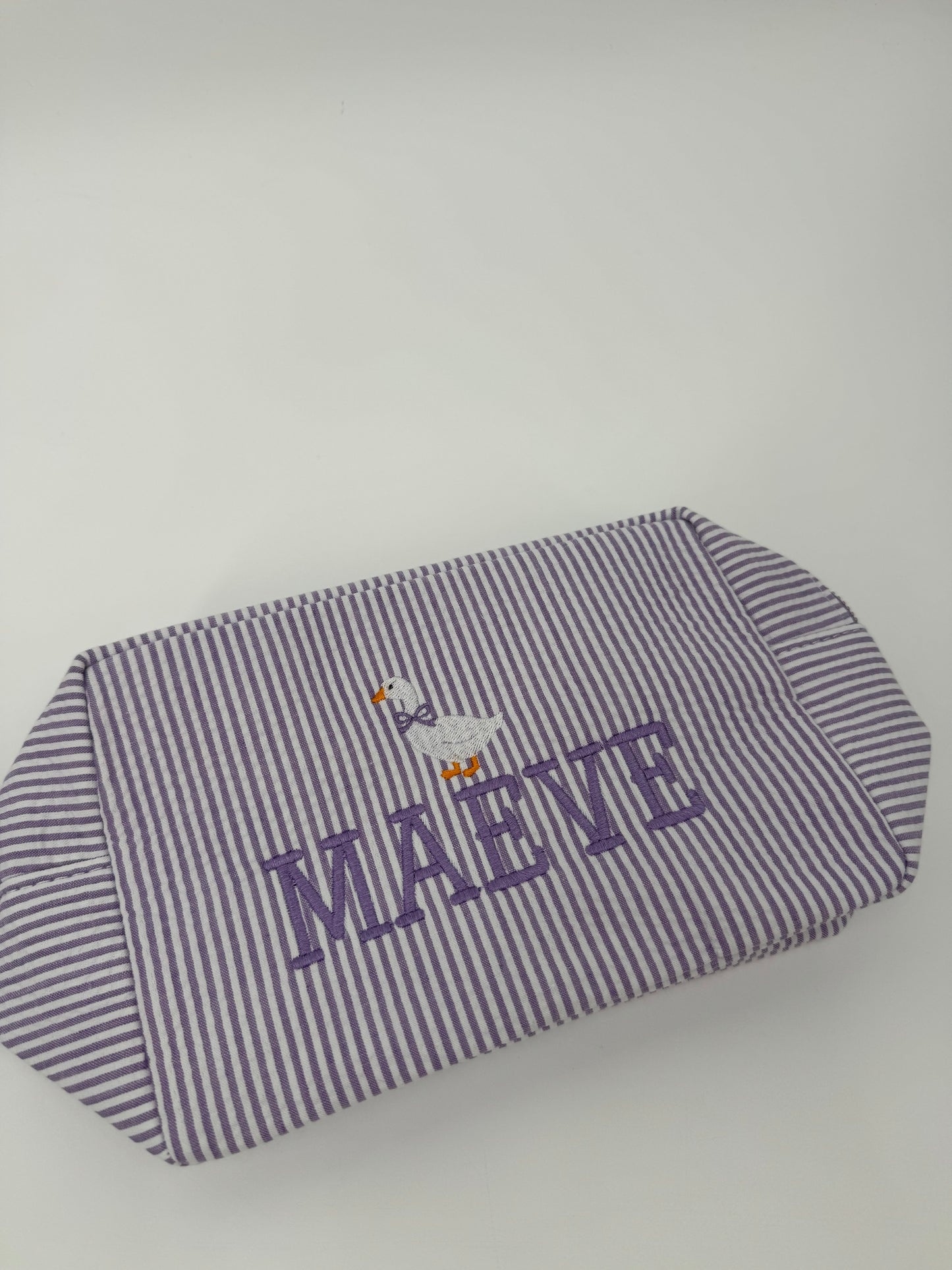 Seersucker "Everything" Bag with Bow Goose
