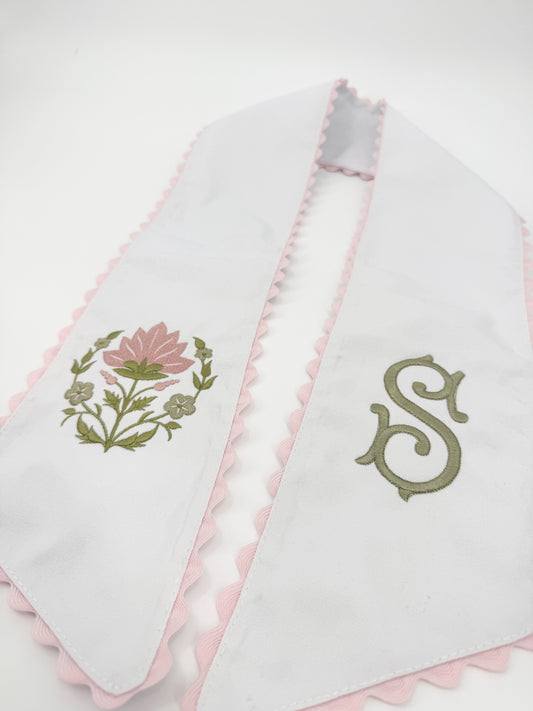 Spring Floral Scallop Wreath Sash