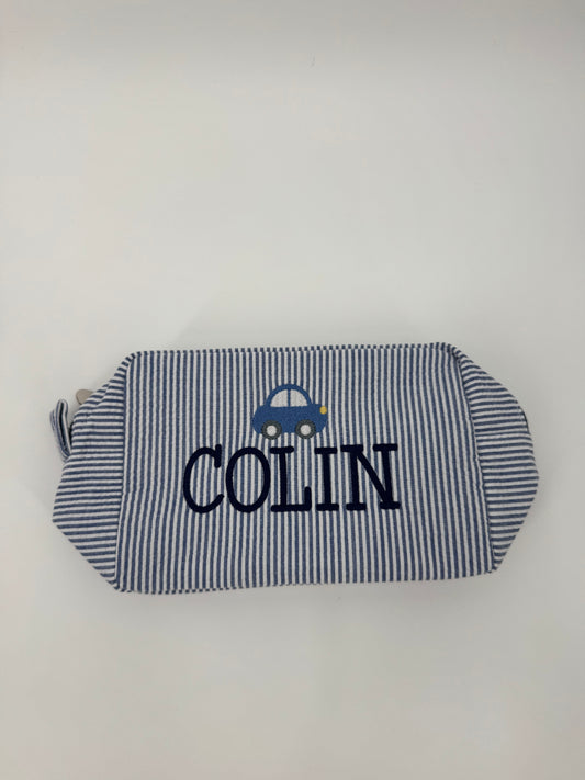 Seersucker "Everything" Bag with Car Design