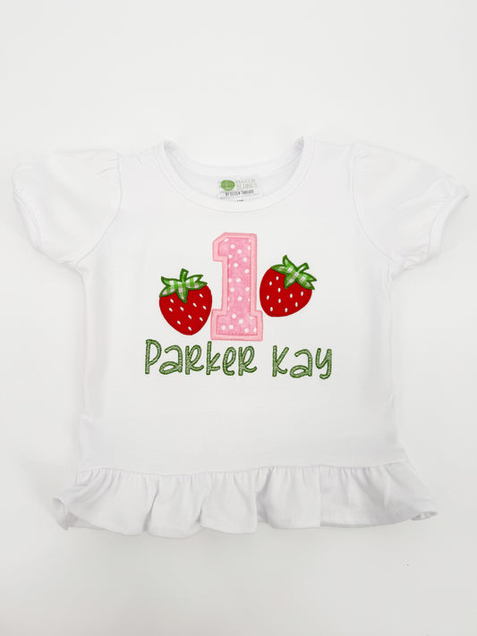 Birthday Number Strawberry Appliqué