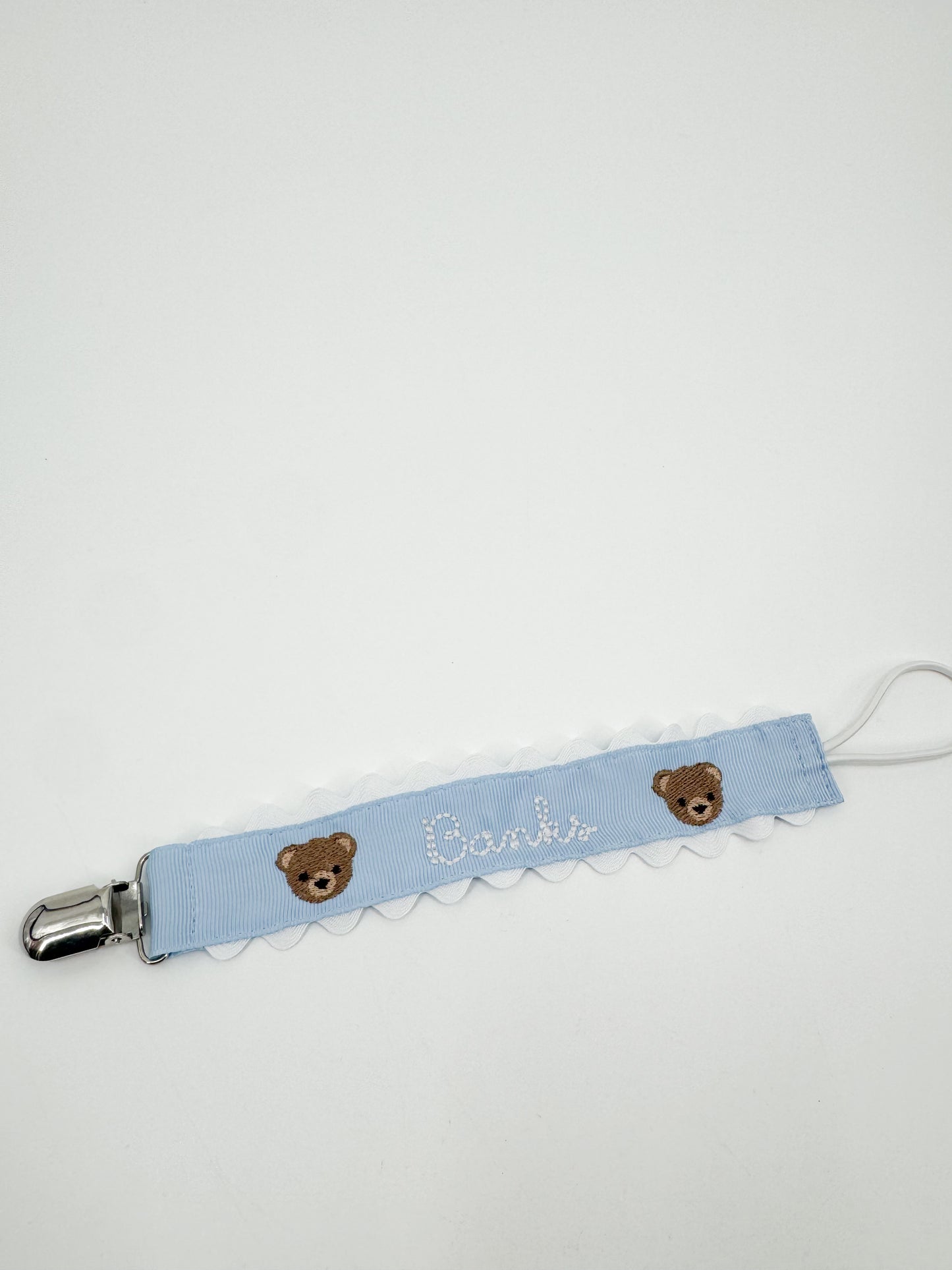 Embroidered Paci Clip - Mini Bears